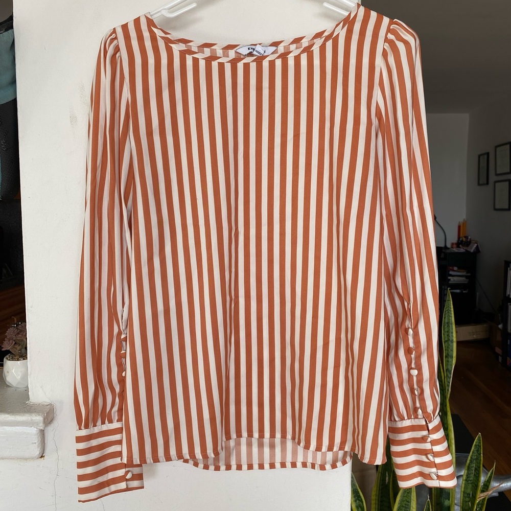 Orange/white strip Express blouse.
